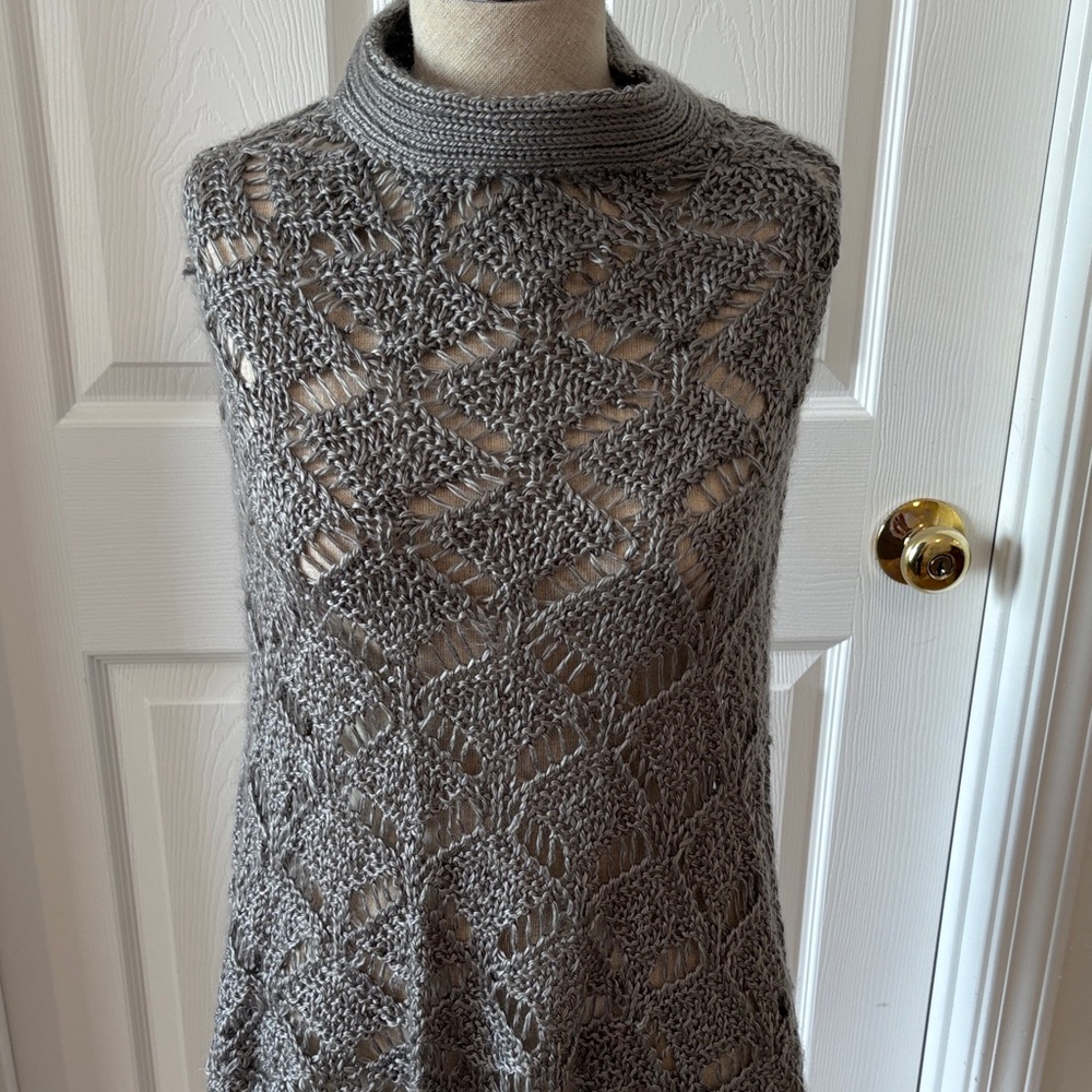 APT 9 Gray Openwork high collar shawl